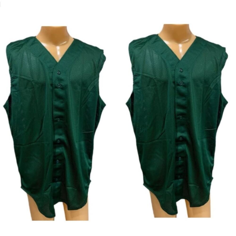 2 New Tag Team Uniform Adult Medium Button Down Baseball Mesh Jersey Tank Tops
